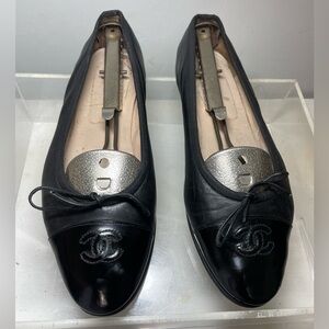 Chanel ballet flats real italian leather sz 38 made in italy